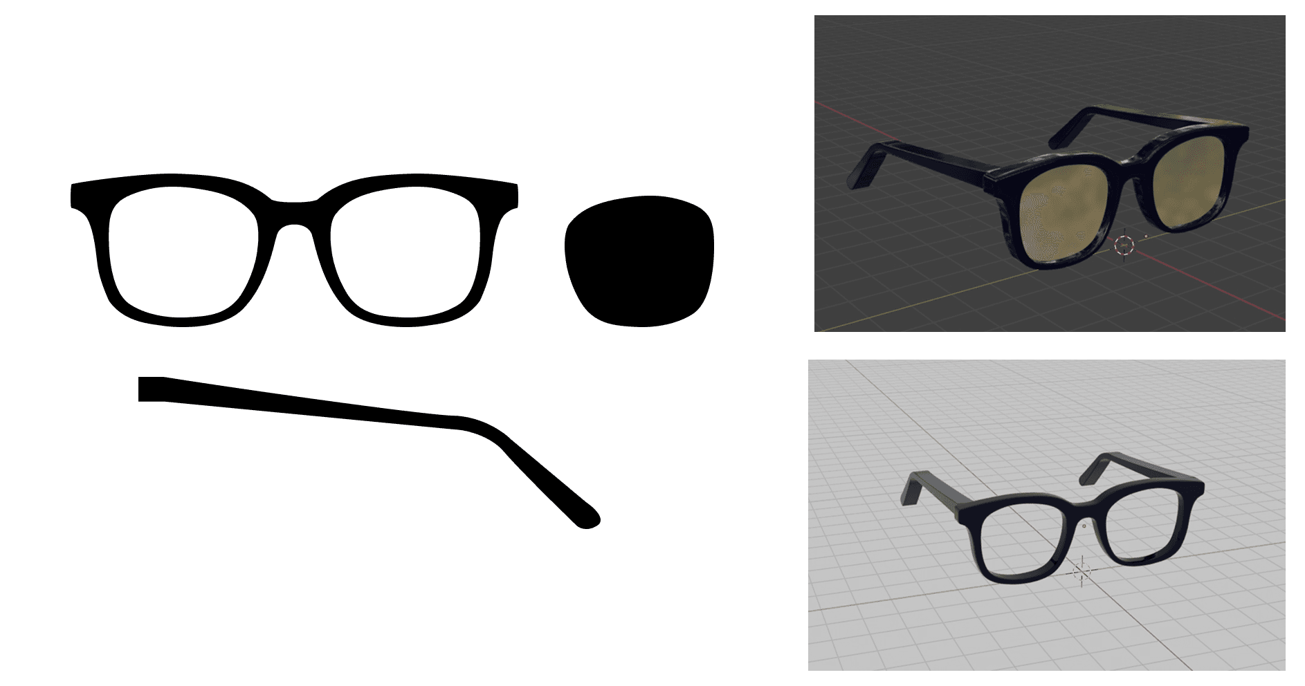 3D renders of glasses